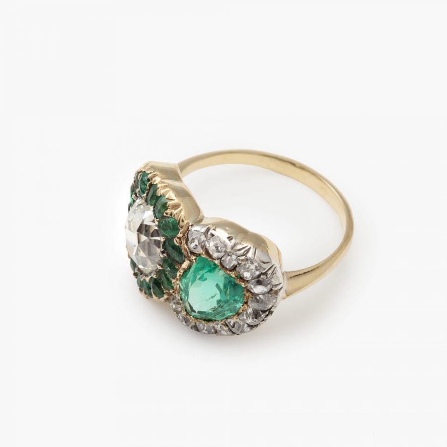 Antique ring diamond emerald hearts | Marjan Sterk Fine Art Jewellery ...